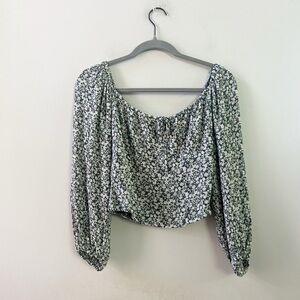 Abercrombie green floral blouse small‎